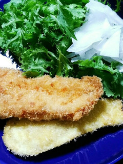 鶏ささみとナスのフライ新たまわさび菜添え-レシピのメイン写真