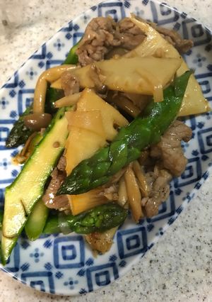 簡単！新筍とアスパラのオイスター炒め-レシピのメイン写真