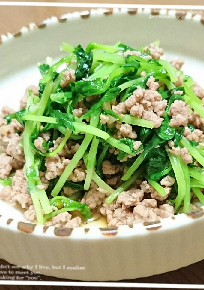 豆苗とひき肉の炒め物-レシピのメイン写真