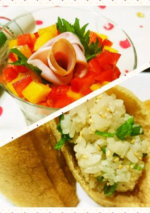 青じそお寿司☆お稲荷&カップサラダすし-レシピのメイン写真