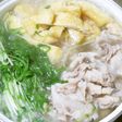 水菜と油揚げと豚三枚肉薄切りの手間なし鍋