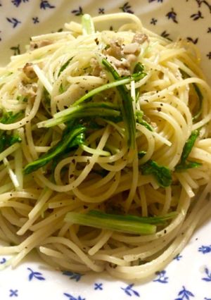 水菜と豚ばら肉のあっさりパスタ-レシピのメイン写真