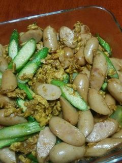 ソーセージとアスパラのマヨカレー炒め-レシピのメイン写真