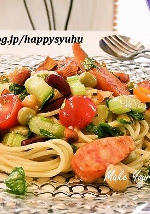セロリ＆ビーンズ・中華風味☆冷製パスタ-レシピのメイン写真