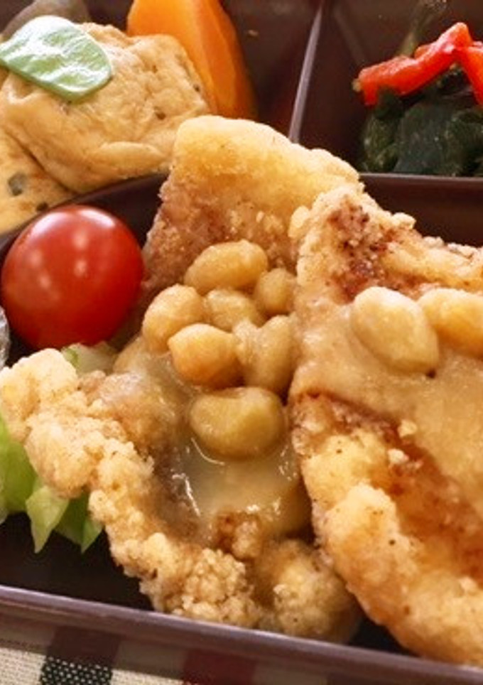 簡単給食　から揚げ甘ミソ大豆かけ-レシピのメイン写真