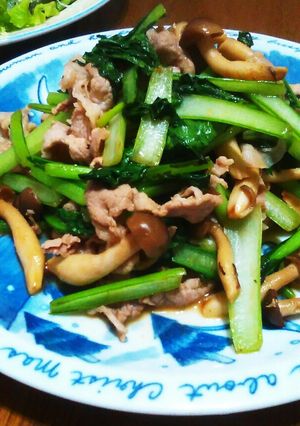 ヘルシー!豚肉と小松菜の辛子醤油炒め-レシピのメイン写真
