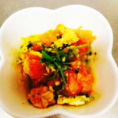รูปของ 豆苗のトマ玉炒め