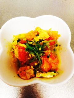豆苗のトマ玉炒め-レシピのメイン写真