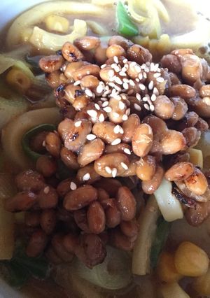 カレーうどんの焦がし納豆のせ-レシピのメイン写真