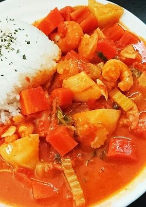野菜とエビのトマトクリームライス-レシピのメイン写真
