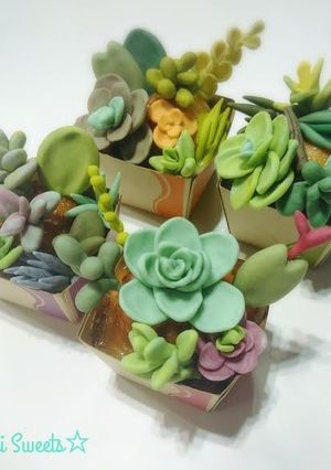 お砂糖の多肉植物♡ボタニカルカップケーキ-レシピのメイン写真