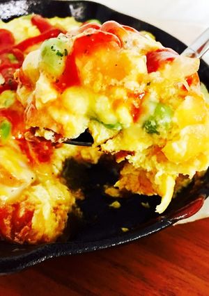 スキレットで作る野菜たっぷりオムレツ-レシピのメイン写真