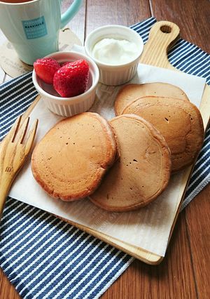 卵不使用☆ふんわりココアパンケーキ。-レシピのメイン写真