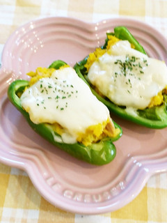 お弁当に♪ピーマンのかぼちゃチーズ焼き-レシピのメイン写真