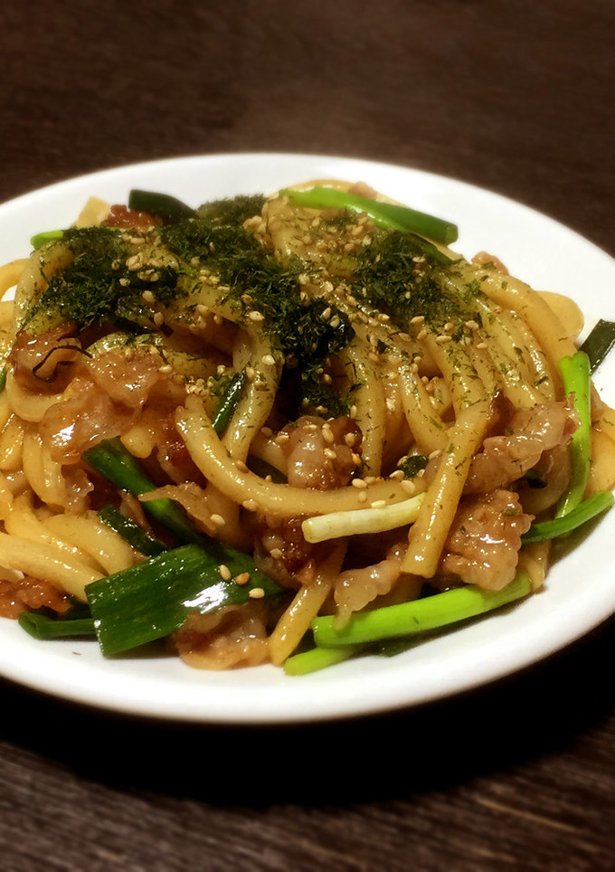 簡単「豚ネギのにんつゆ焼うどん」-レシピのメイン写真