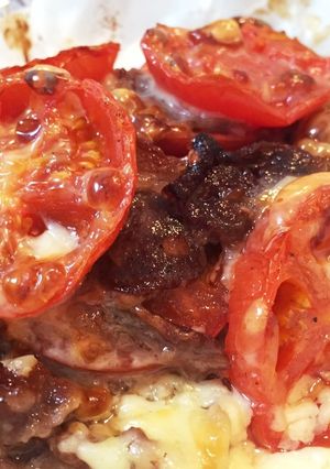 牛肉とトマトチーズの重ね焼き❁*+-レシピのメイン写真