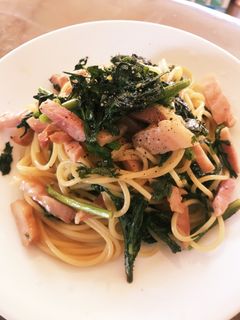ベーコンと春菊の和パスタ-レシピのメイン写真