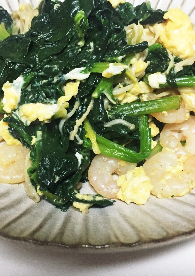 ほうれん草と海老の中華風玉子炒め-レシピのメイン写真