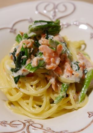 簡単＊サーモンほうれん草のクリームパスタ-レシピのメイン写真