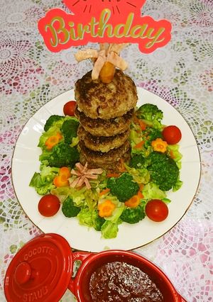 開いた出来た!大きくなれタワーハンバーグ-レシピのメイン写真