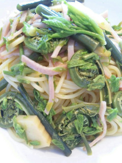 こしあぶらコゴミわらびたけのこ山菜パスタ-レシピのメイン写真