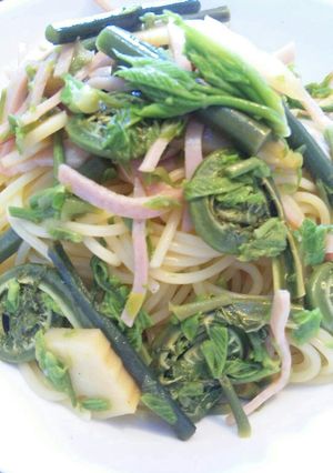 こしあぶらコゴミわらびたけのこ山菜パスタ-レシピのメイン写真