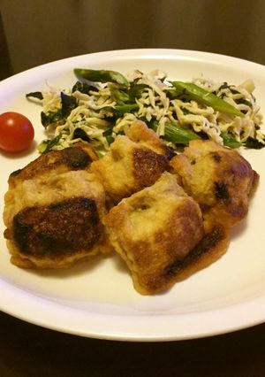 ひき肉と豆腐のフワフワ油揚げ包み焼き⭐️-レシピのメイン写真