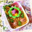 カレーピラフ くまポテト団子花びらサラダ