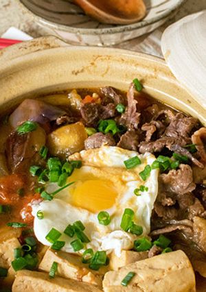 牛鍋風甘辛トマト肉どうふ鍋-レシピのメイン写真