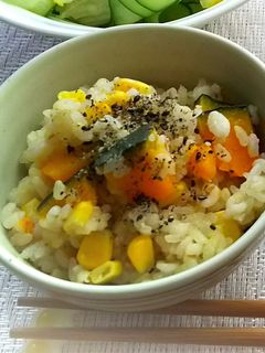 南瓜と玉蜀黍と大麦入り玄米ご飯-レシピのメイン写真