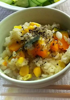 南瓜と玉蜀黍と大麦入り玄米ご飯-レシピのメイン写真