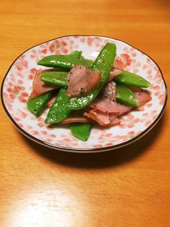 ❁絹さやとハムの炒め物❁-レシピのメイン写真