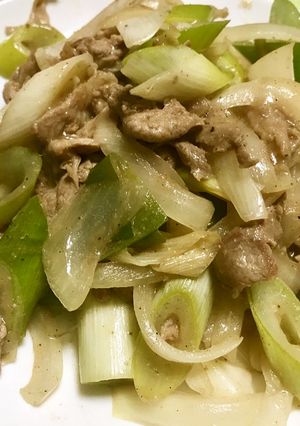 俺流!豚肉と葱のうま塩ドレッシング炒め-レシピのメイン写真