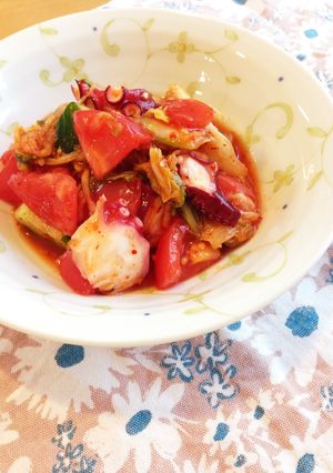 お酒がススム♡タコトマトキムチの酢の物-レシピのメイン写真