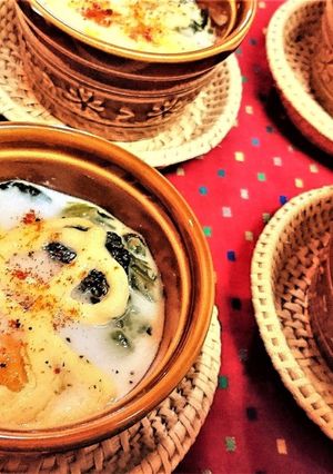 レンチン★【ほうれん草のマヨ玉ココット】-レシピのメイン写真