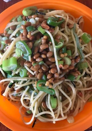 お茶漬けの素と納豆パスタ-レシピのメイン写真