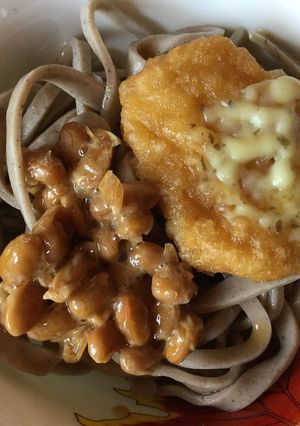 納豆と鶏よせ天の蕎麦（タルタルソース）-レシピのメイン写真