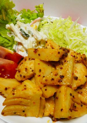 鶏胸肉と筍の粒マスタード炒め♪-レシピのメイン写真