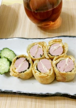 お弁当にも♡油揚げの魚肉ソーセージ巻♪-レシピのメイン写真