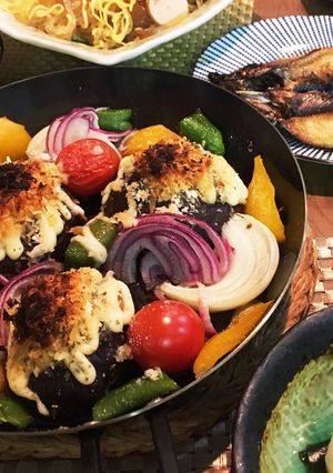 焼くだけ！椎茸のパン粉焼き カラシマヨ-レシピのメイン写真