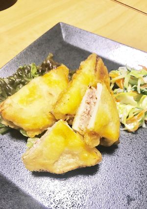 食べ応え満点! 春の味覚 筍のはさみ揚げ-レシピのメイン写真
