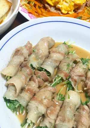 レンジで簡単！水菜の肉巻きごまポン酢！-レシピのメイン写真