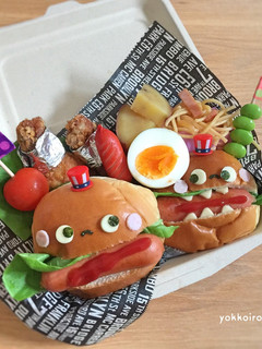 簡単ホットドッグ♩弁当☆キャラ弁-レシピのメイン写真