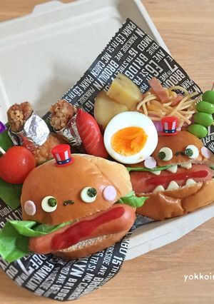 簡単ホットドッグ♩弁当☆キャラ弁-レシピのメイン写真
