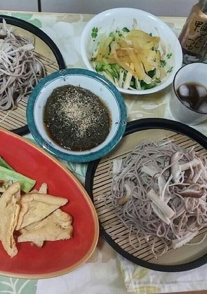 ザル蕎麦にキノコで❤カサマシ鴨だし☺❤-レシピのメイン写真