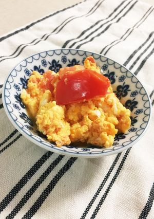 トマトのコンソメ卵とじ-レシピのメイン写真