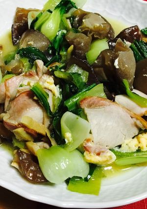 ハム*きくらげ*チンゲン菜の中華風炒め-レシピのメイン写真