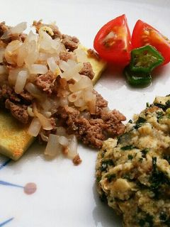 犬ご飯 豆腐ステーキ 健康一番添え -レシピのメイン写真