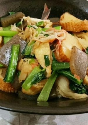 揚げ蒲鉾と油揚げ、蒟蒻と小松菜の煮物☆-レシピのメイン写真