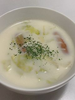 レタスとウインナーのミルクスープ:-)-レシピのメイン写真
